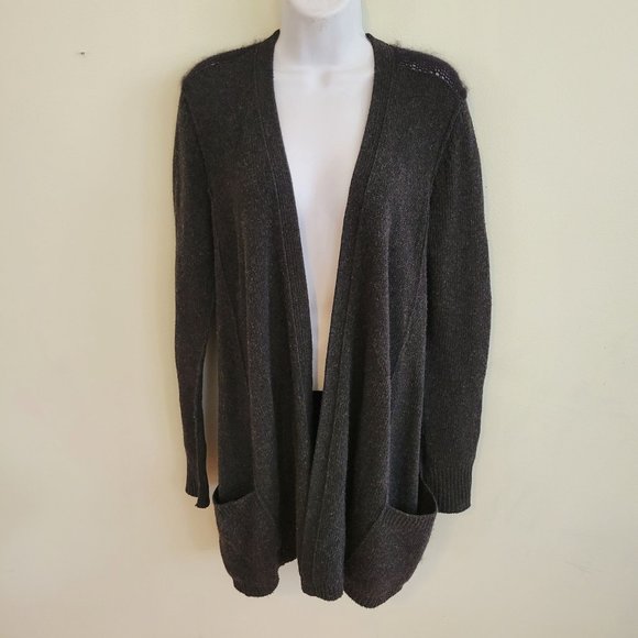 Theory M Black Wool Knit Cardigan Sweater EBELLINA LORYELLE Pockets - Picture 1 of 7